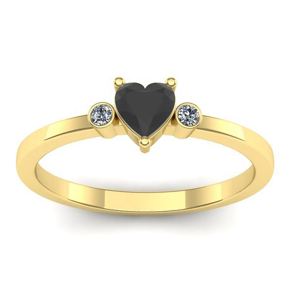 Inel cu diamant negru inima