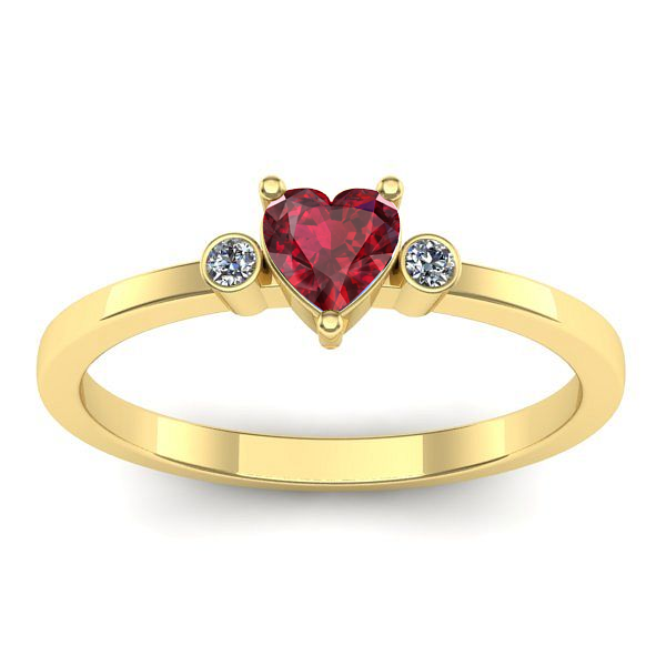 Inel de logodna cu rubin inima