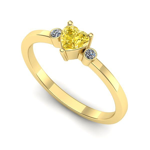 Inel logodna din aur galben cu safir galben