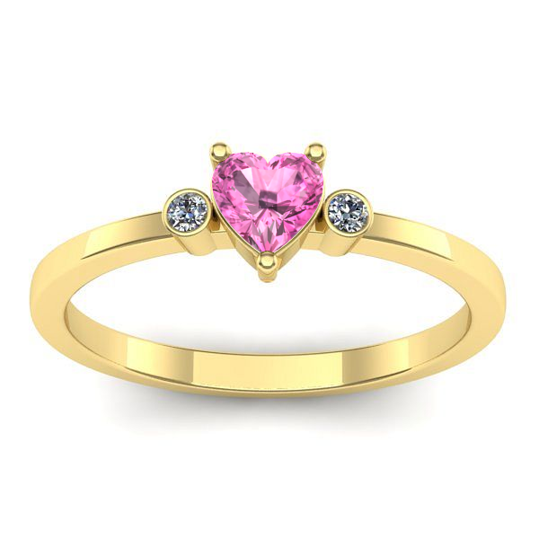 Inel de logodna cu safir roz inima