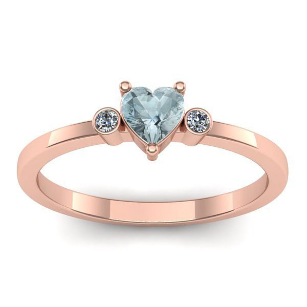 Inel de logodna cu aquamarin inima