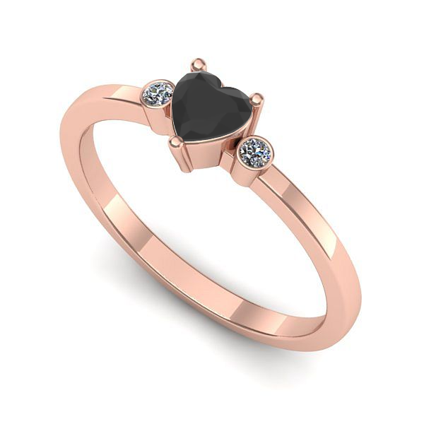 Inel logodna din aur roz cu diamant negru