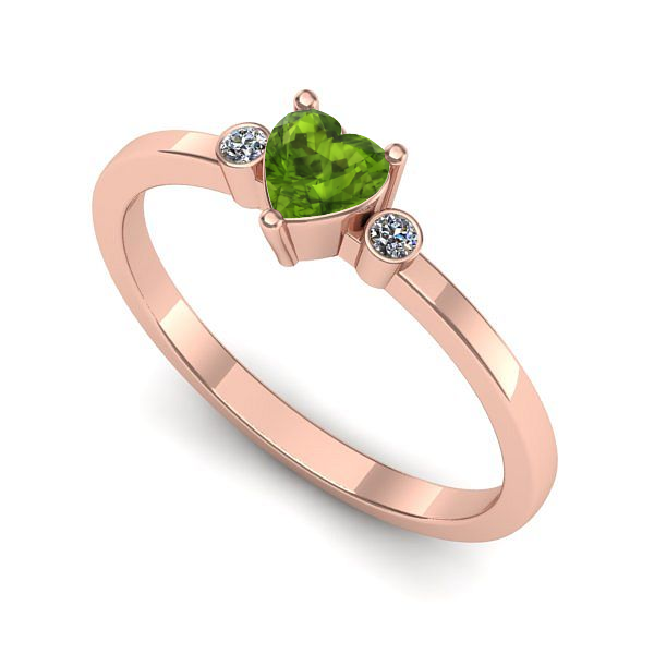 Inel logodna din aur roz cu peridot