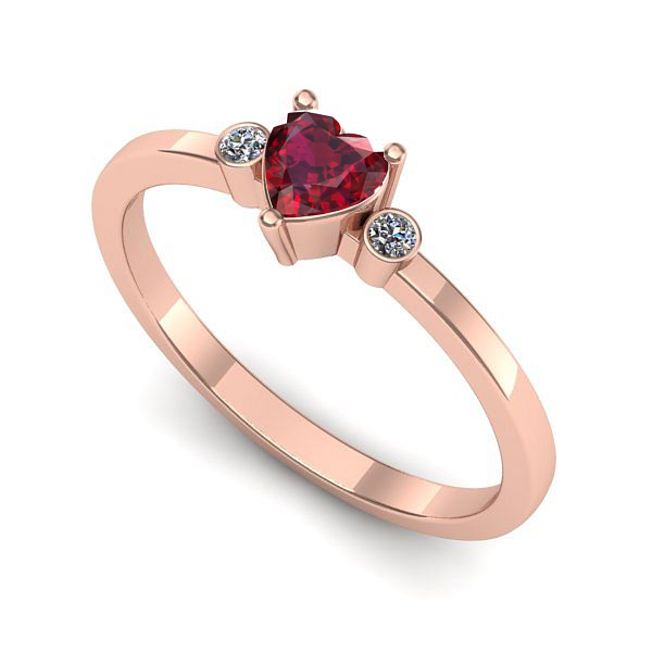 Inel logodna din aur roz cu rubin
