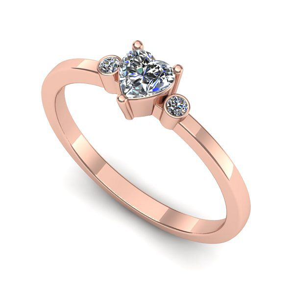 Inel din aur roz cu safir alb