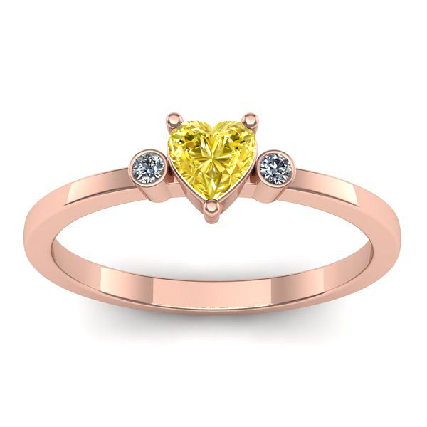 Inel cu safir galben inima