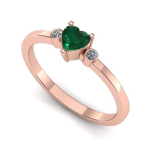 Inel din aur roz cu smarald