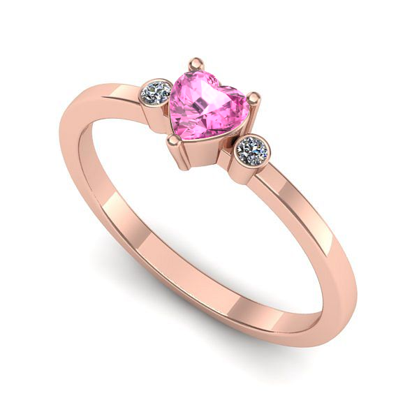 Inel din aur roz cu safir roz