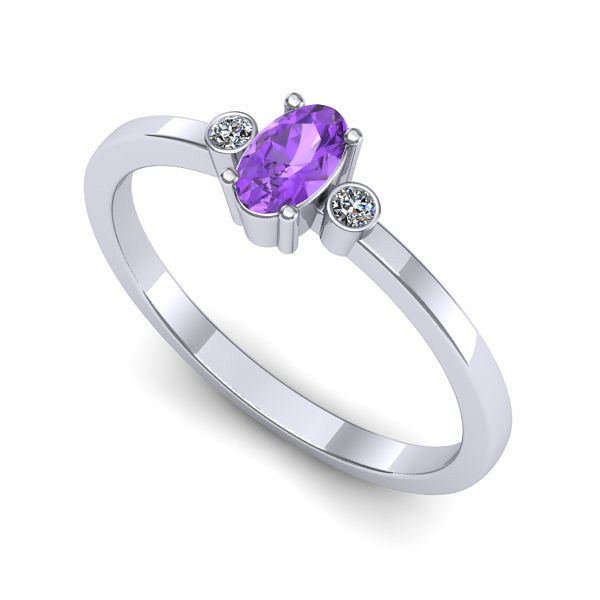 Inel logodna din aur alb cu ametist