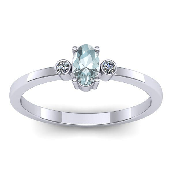 Inel de logodna cu aquamarin oval