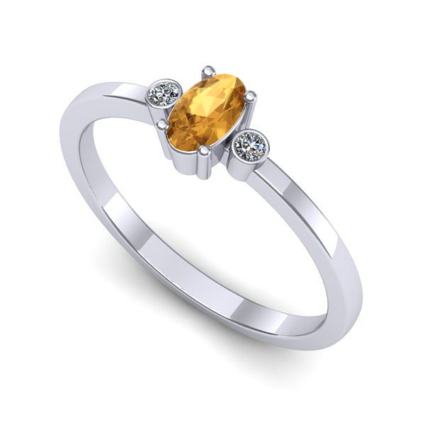 Inel din aur alb cu citrin