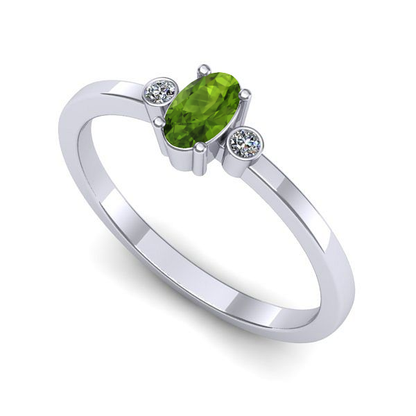 Inel de logodna din aur alb cu peridot