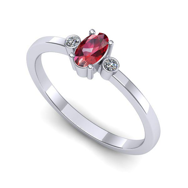 Inel de logodna din aur alb cu rubin