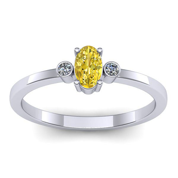 Inel cu safir galben oval