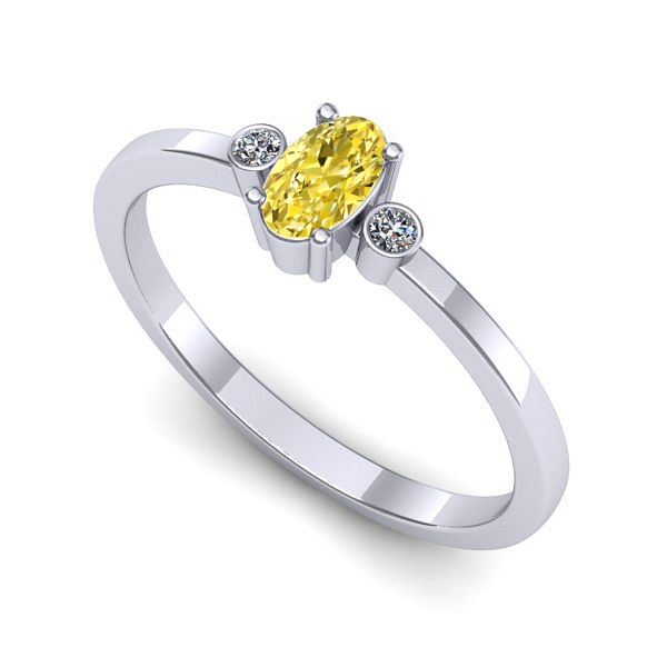 Inel logodna din aur alb cu safir galben