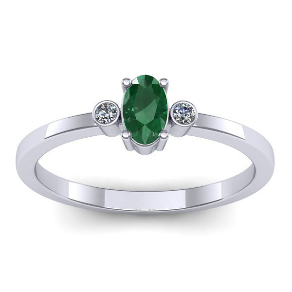 Inel logodna cu smarald oval