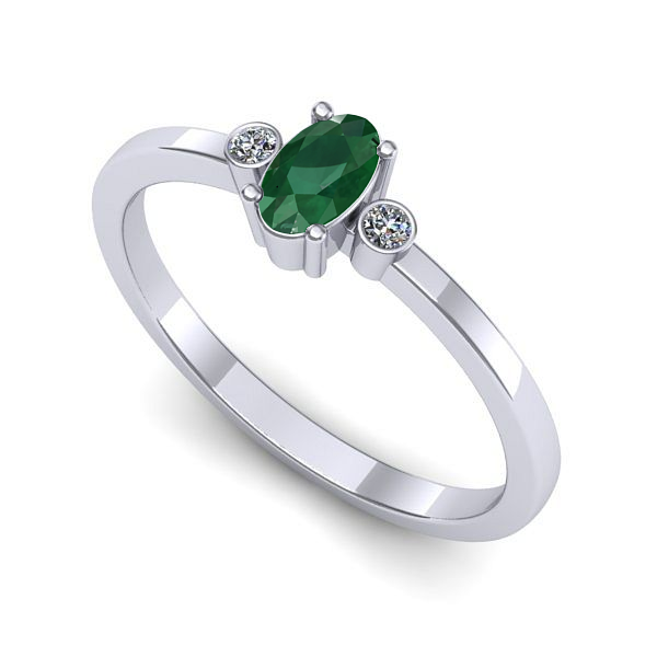 Inel din aur alb cu smarald