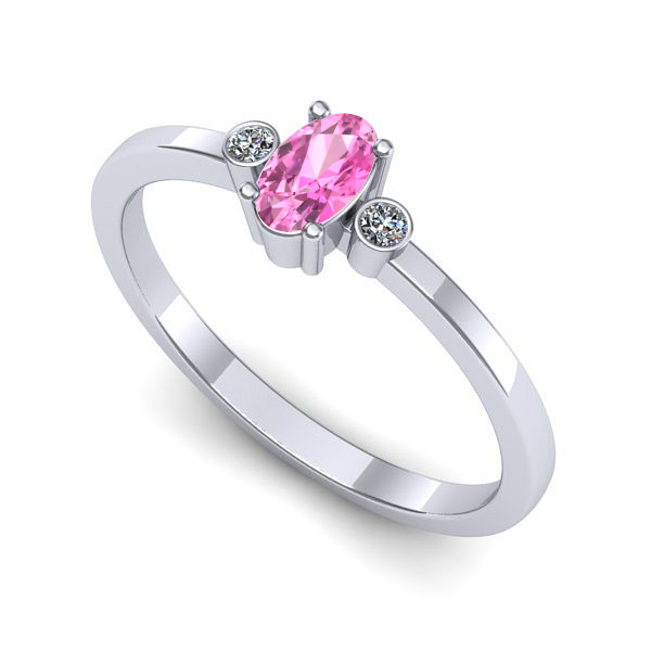 Inel de logodna din aur alb cu safir roz