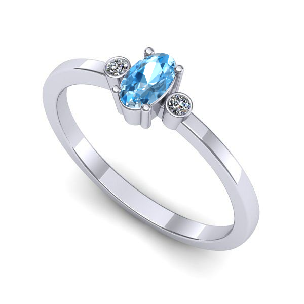 Inel logodna din aur alb cu topaz blue