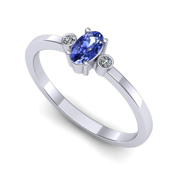 Inel logodna din aur alb cu tanzanit
