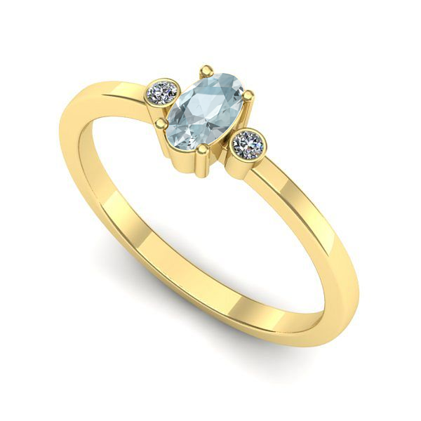 Inel de logodna din aur galben cu aquamarin