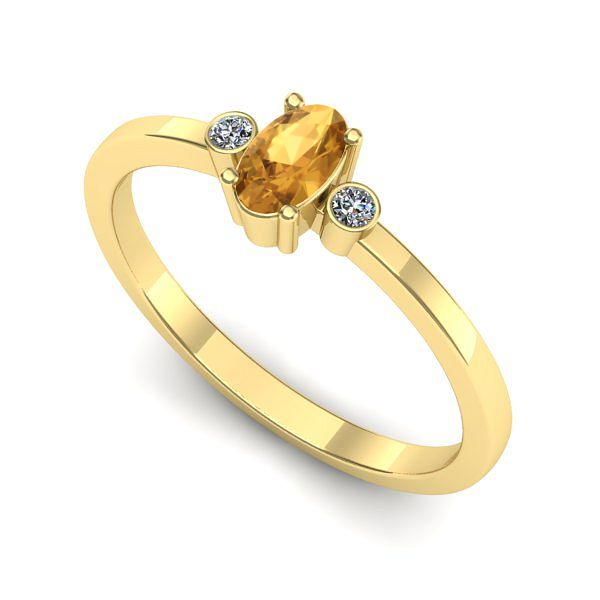 Inel logodna din aur galben cu citrin