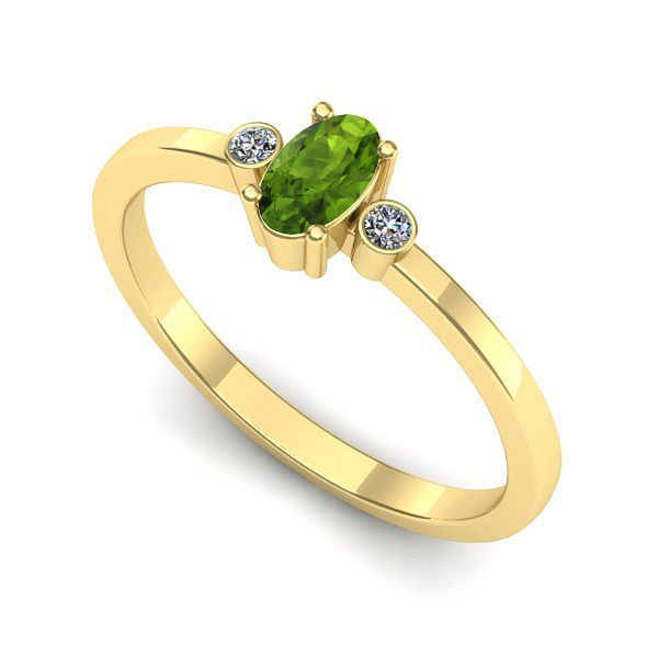 Inel logodna din aur galben cu peridot