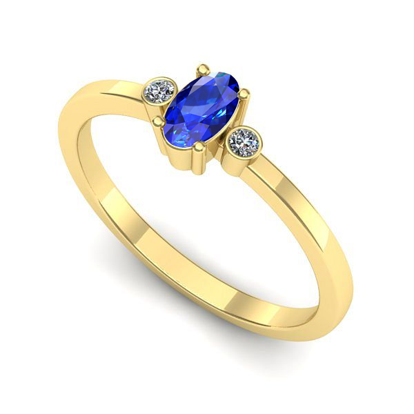 Inel de logodna din aur galben cu safir