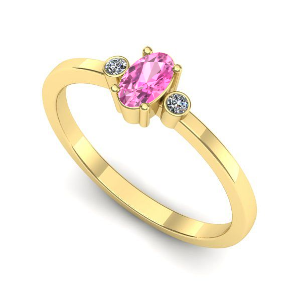 Inel logodna din aur galben cu safir roz