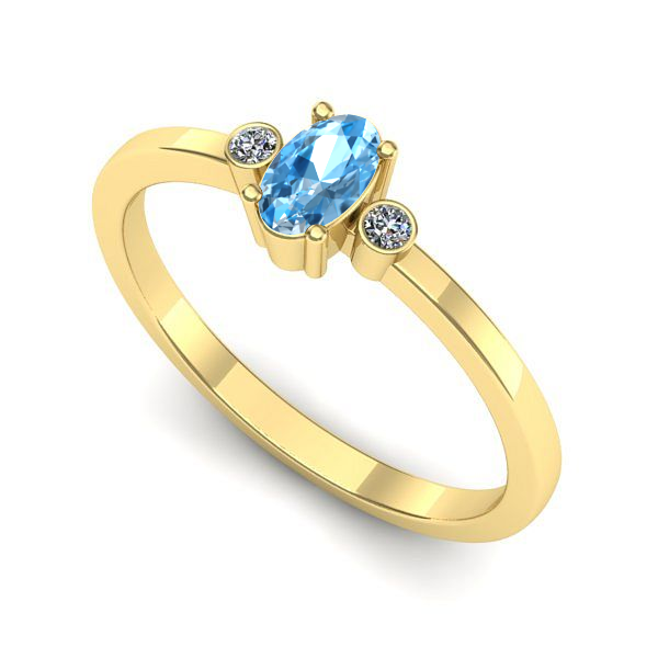 Inel logodna din aur galben cu topaz blue