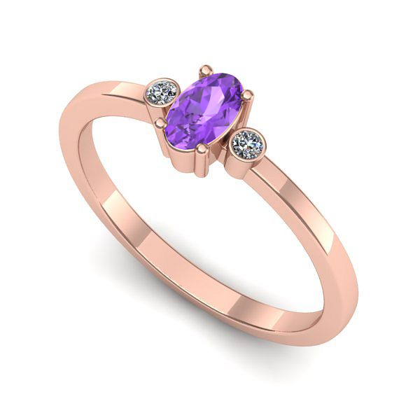 Inel din aur roz cu ametist