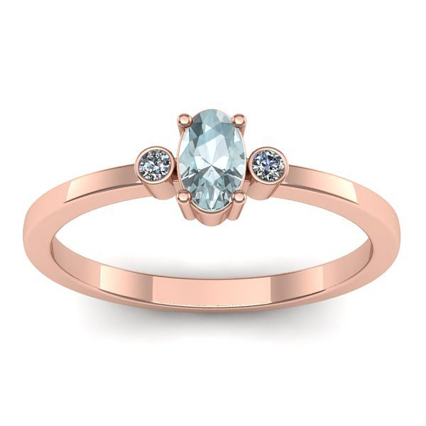 Inel logodna cu aquamarin oval