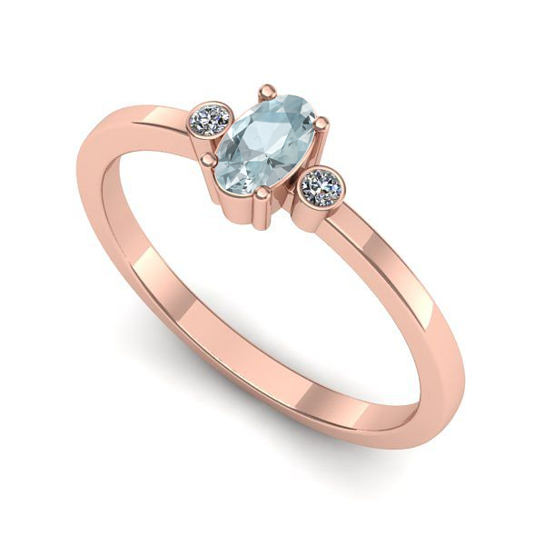 Inel din aur roz cu aquamarin