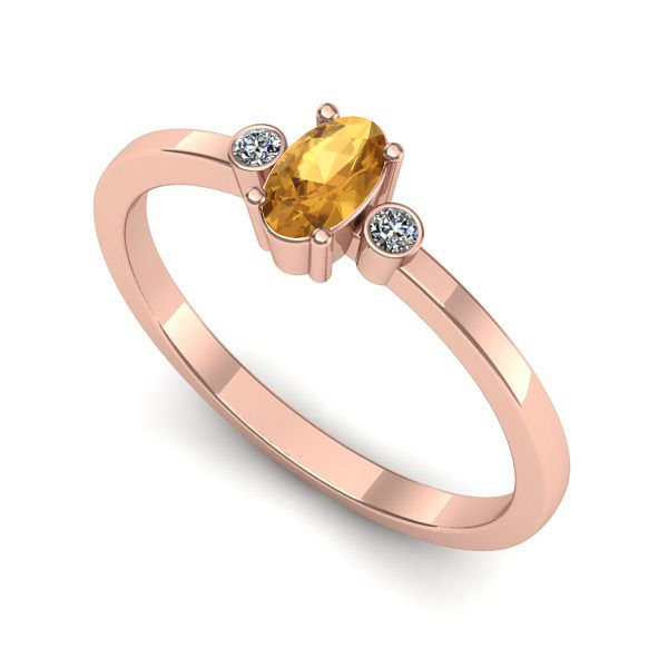 Inel de logodna din aur roz cu citrin