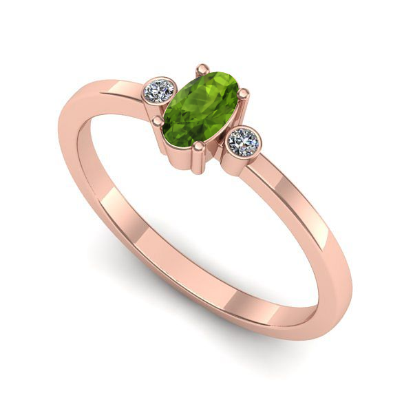 Inel de logodna din aur roz cu peridot