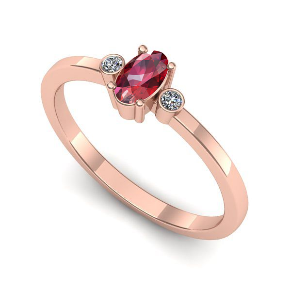 Inel din aur roz cu rubin