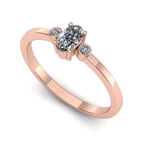 Inel logodna din aur roz cu safir alb