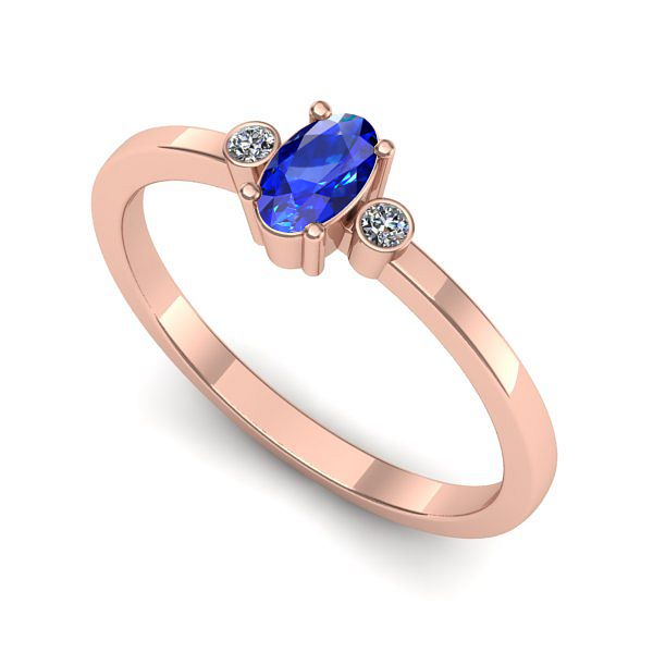 Inel de logodna din aur roz cu safir