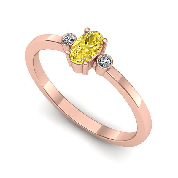 Inel de logodna din aur roz cu safir galben