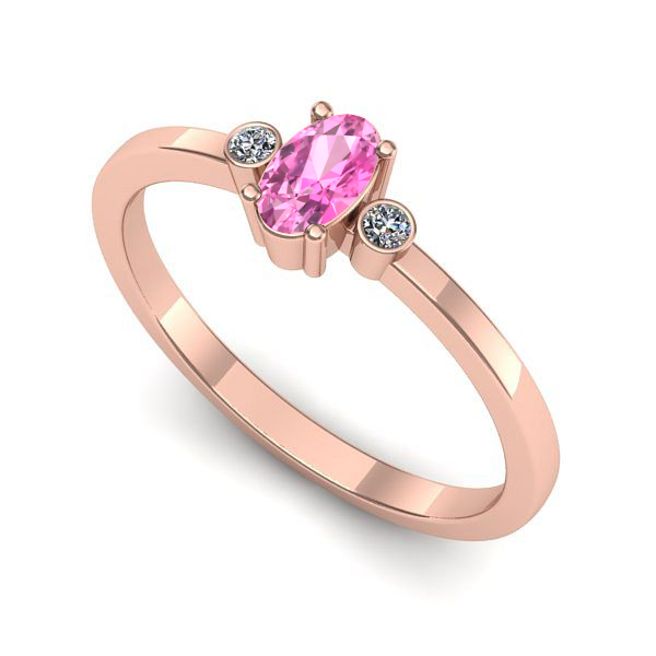 Inel logodna din aur roz cu safir roz