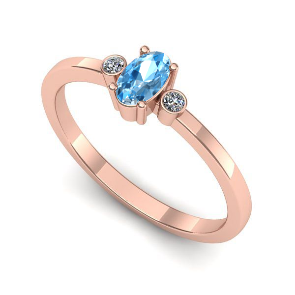 Inel din aur roz cu topaz blue