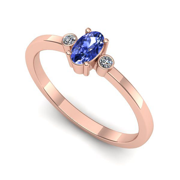 Inel de logodna din aur roz cu tanzanit