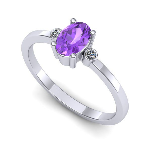 Inel de logodna din aur alb cu ametist