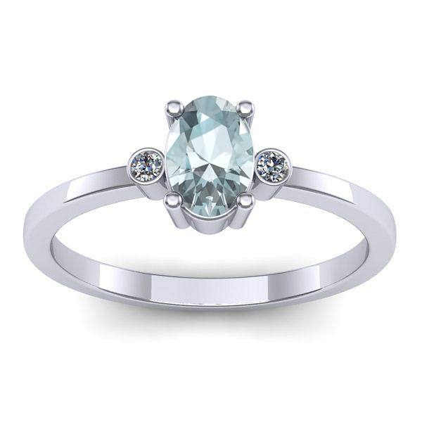Inel cu aquamarin oval