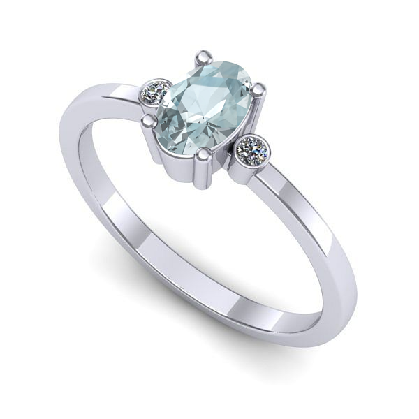 Inel din aur alb cu aquamarin