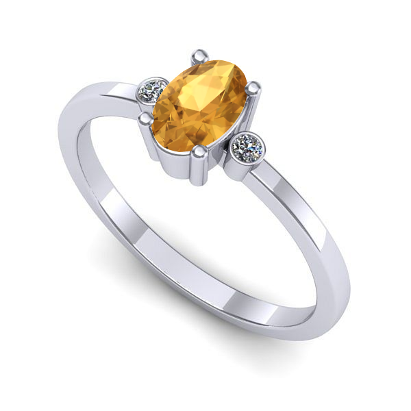 Inel din aur alb cu citrin