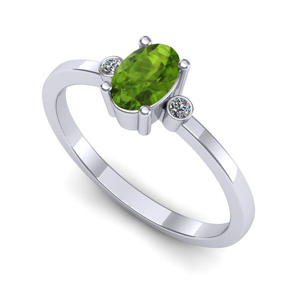 Inel logodna din aur alb cu peridot