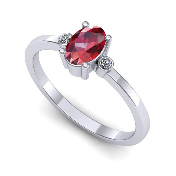 Inel de logodna din aur alb cu rubin