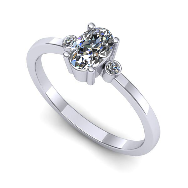 Inel de logodna din aur alb cu safir alb