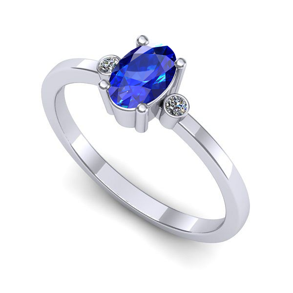 Inel de logodna din aur alb cu safir